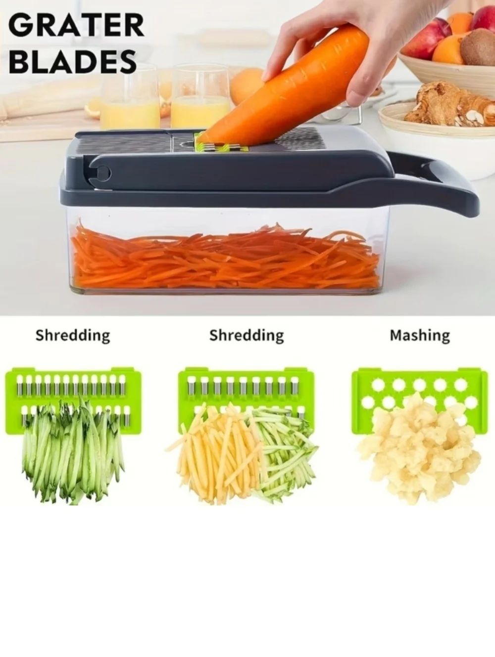 NEW 14 In 1 Manual Plastic Vegetable Chopper/Slicer/Dicer/Cutter With Container